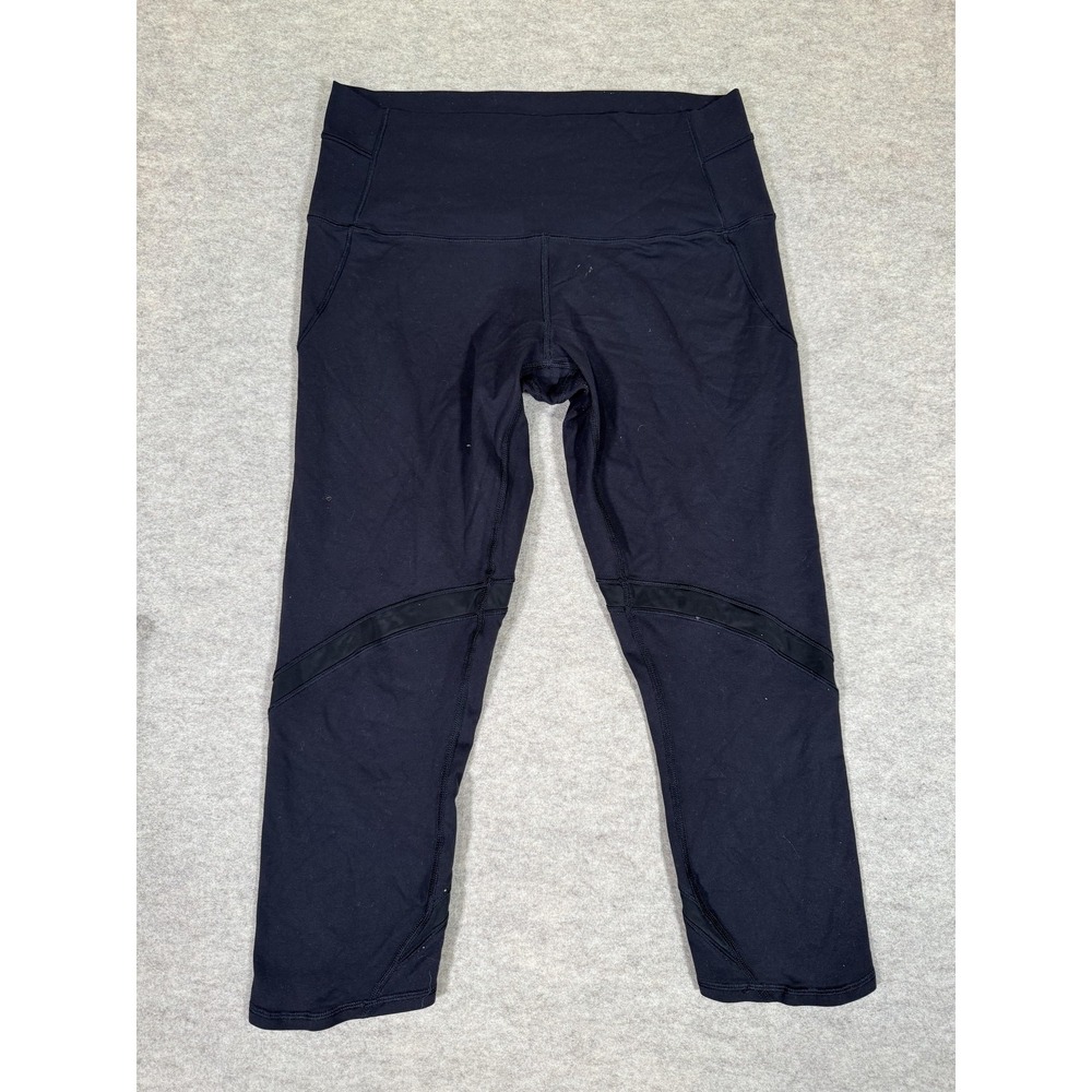 Lululemon Leggings Womens 10 Black Capri High Rise Panel Yoga Running Gym